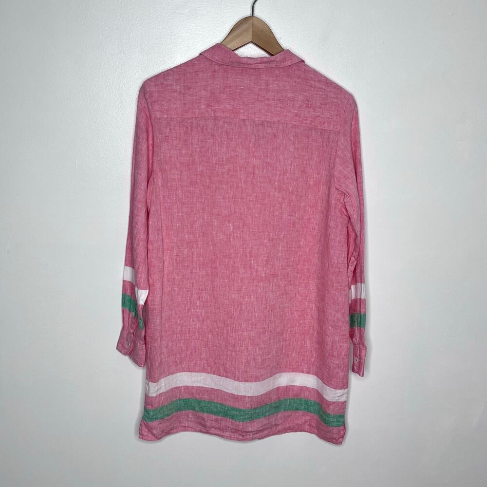 Boden Pink Linen Button Front Shirt Tunic Dress Stripe US 4R - Picture 9 of 11